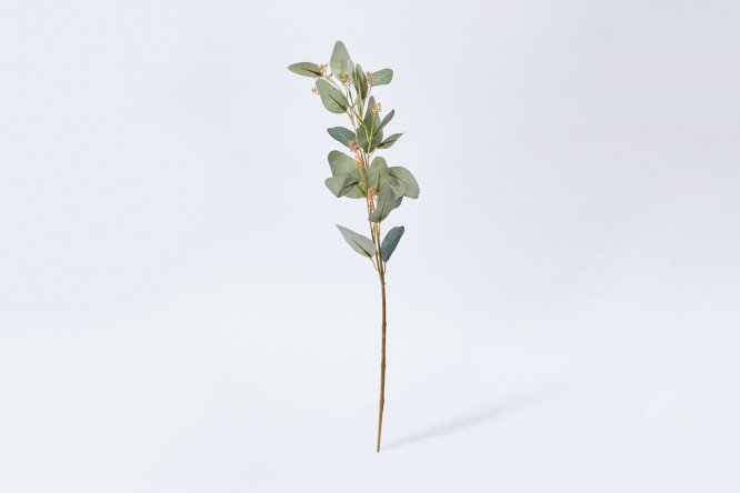 Artificial plant Eucalyptus sprig with flowers 10x4 cm
