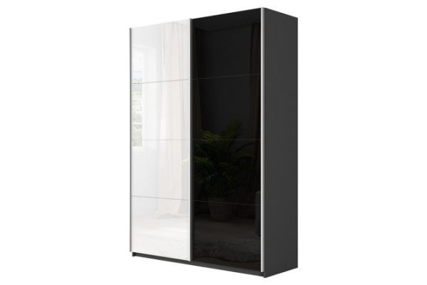 0faa49cb167b126cb97114068829b738.jpg 2-door wardrobe Cors 120x230 cm, gray diamond, black facade, white gloss