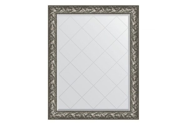 Wall mirror with engraving in a baguette frame EVOFORM Byzantium silver 99x126 cm from 91 to 140 cm