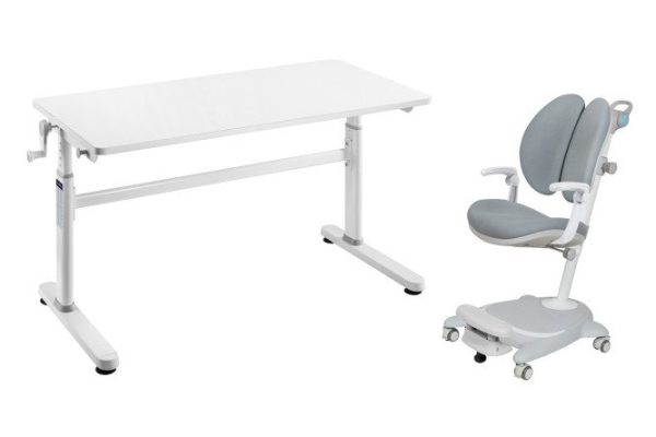 Furniture set Cubby desk Imparare Gray and armchair with armrests Arnica Gray