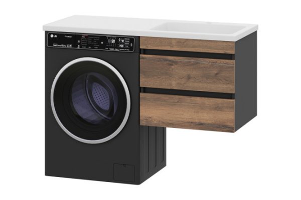 Hanging cabinet for washing machine Colombo 60 P-Kol06060-011P2Ya with 2 drawers 56 cm, frame color anthracite, facade Halifax oak tin, anthracite