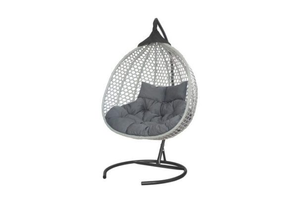 Hanging cocoon chair Fiji 125x125x80 cm, base and frame color gray, black, finishing gray