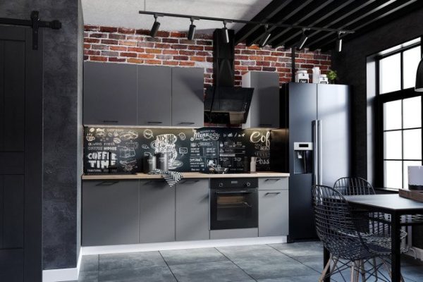 Kitchen set Chloe 240x214x60 cm, frame color white, facade Marengo silk