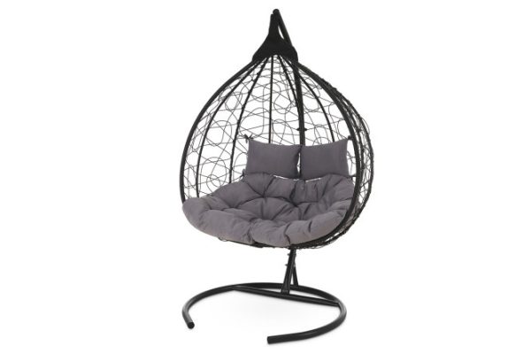Double hanging cocoon chair Fisht fis 125x190x108 cm, black, light gray