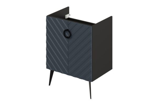 Floor-standing sink cabinet Palladio 2.0 63.6 cm, frame color black, facade marengo soft
