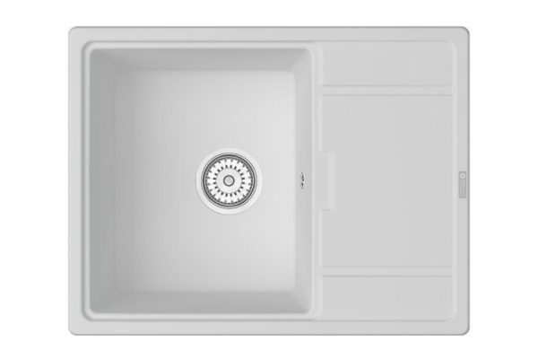 Kitchen sink with drainer POINT Style 65 PN3009W, white 65x50x22 cm