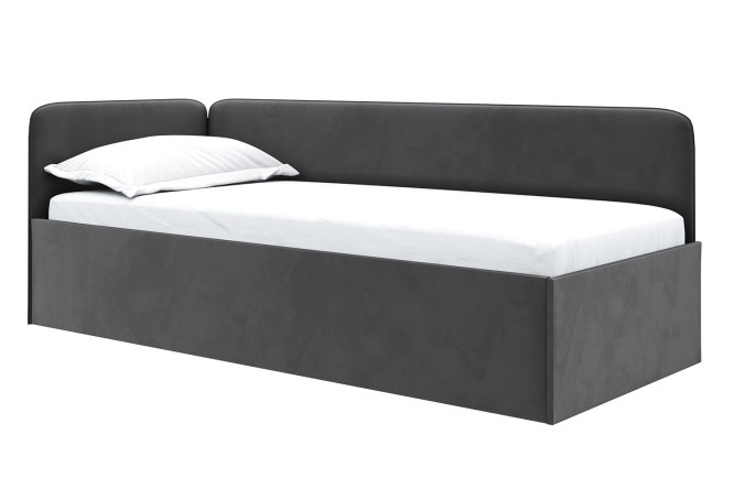 Corner bed Jackie 90x200 cm color gray