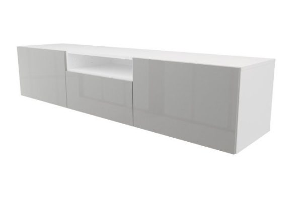 Cabinet with 3 drawers and 1 shelf Oscar Amika 180x38 with push to open, white / dusty gray gloss