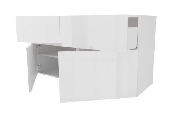 Cabinet 2 drawers 2 doors Oscar Amika 120x64 with closers, white / white gloss