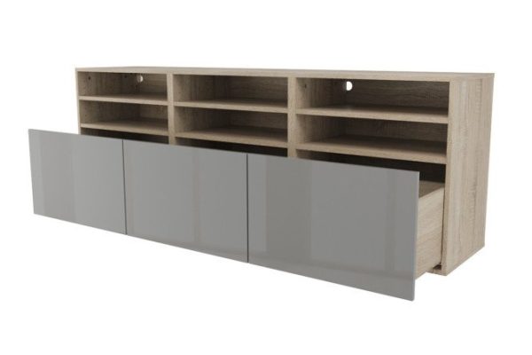 0tuvdp92igfialyw4y6glk4mfg7ppwr1.jpg Cabinet 6 shelves and 3 drawers Oscar Amika 180x64 with closers, Sonoma oak / dusty gray gloss