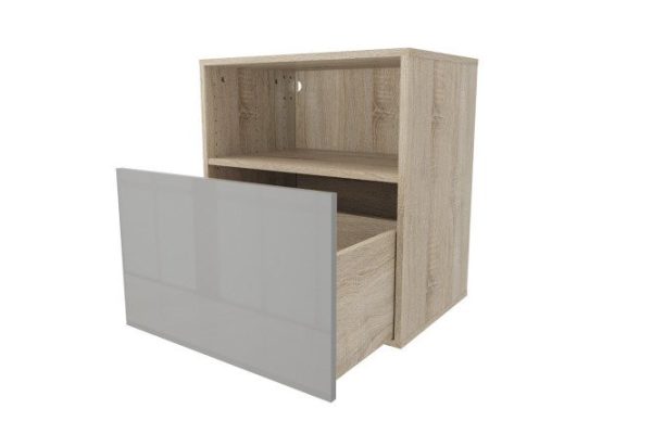 Cabinet with drawer and shelf Oscar Amika 60x64 with push to open, Sonoma oak / dusty gray gloss