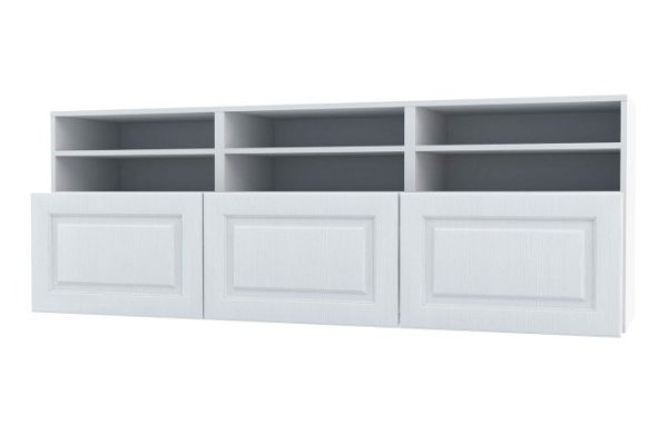Cabinet 6 shelves and 3 drawers Oscar Bella 180x64 with closers, white / white wood