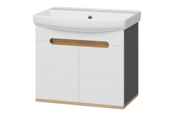 Hanging cabinet Scandi 60 E-Ska01060-011P with 2 doors 61 cm, frame color graphite, kraft oak gold, facade white, kraft oak gold