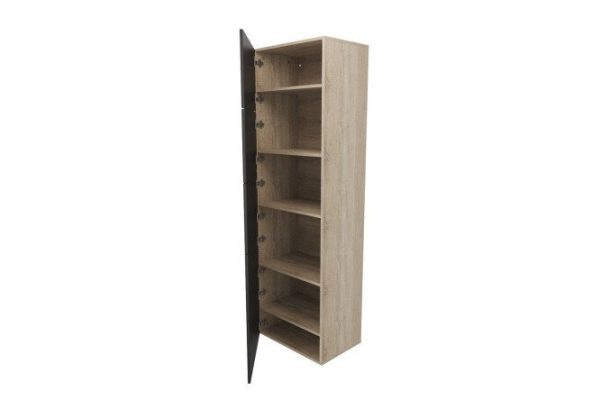 Wardrobe 5 doors Oscar Amika 60x192, Sonoma oak / glossy black graphite