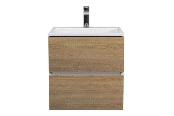 Wall-mounted sink cabinet Barsa 2937205250 50 cm, frame color white, Sonoma oak front