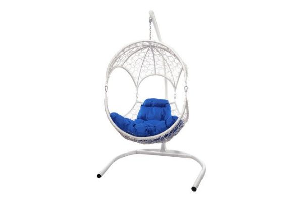 Hanging chair Walnut 113x180x110 cm, base and frame color white, finishing white