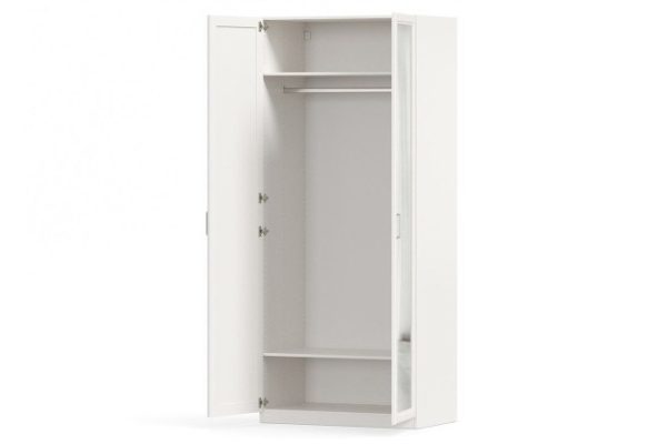 Wardrobe 2-door Oscar Gloria 100x236x60.2 cm, white, with one mirror