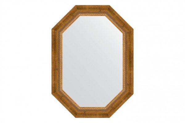 Wall mirror in a baguette frame EVOFORM Polygon BY 7113, aged bronze with wickerwork 53x73 cm