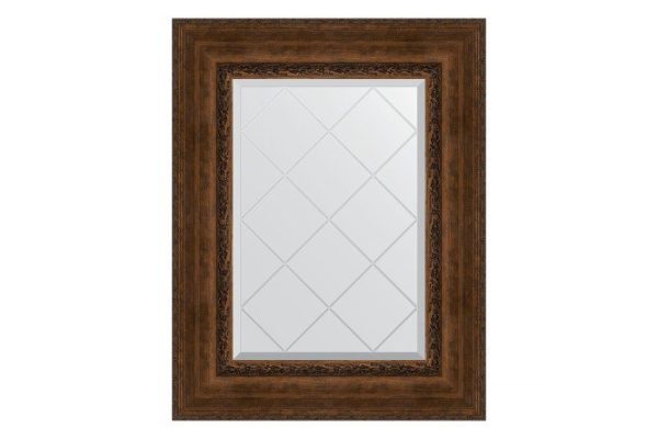 Wall mirror with engraving in a baguette frame EVOFORM aged bronze with ornament 62x80 cm Floor standing