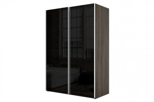 Sliding wardrobe 2-door Comet 200x240 cm wenge Mali, black glass facades