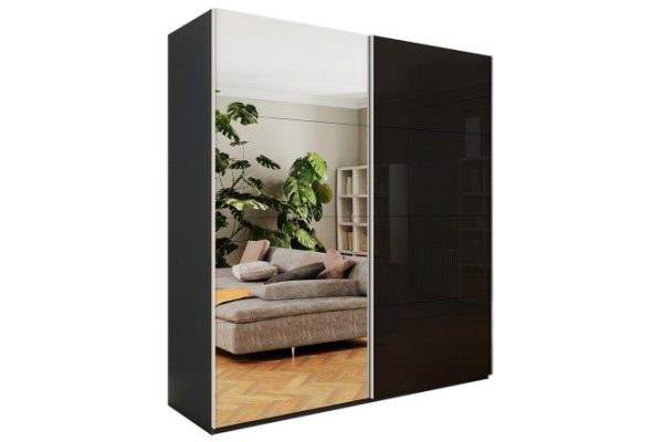 2-door wardrobe Comet 200x220x66 cm, diamond gray, black