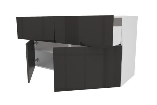Cabinet 2 drawers 2 doors Oscar Amika 120x64 with closers, white / black graphite gloss