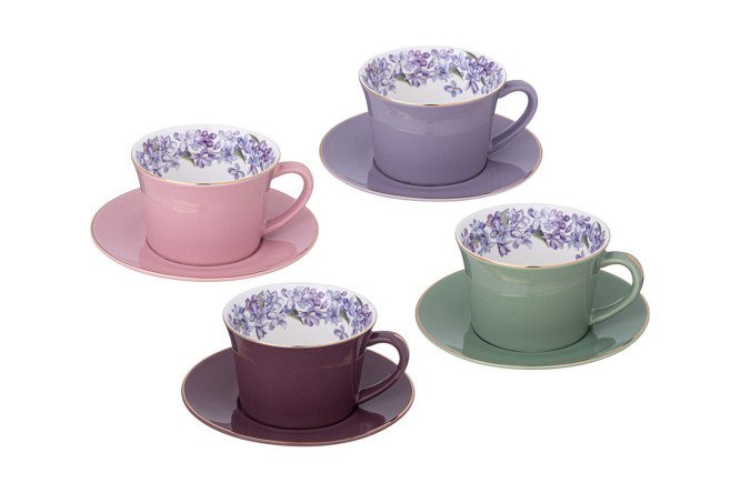 Tea set Lefard Lilac 4 persons, 8 pcs., Porcelain