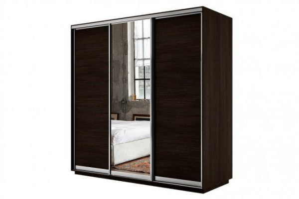 Sliding wardrobe 3-door Slide 180x220x60 cm, wenge, with one mirror