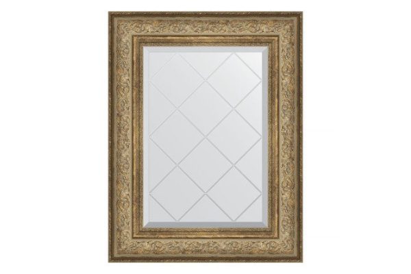 Wall mirror with engraving in a baguette frame EVOFORM vignette antique bronze 70x93 cm from 91 to 140 cm