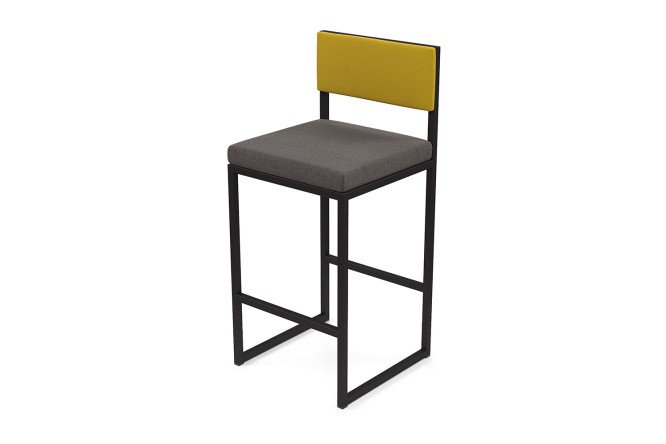 Bar stool Horeca Barnes 40x100x40 cm, upholstery color gray, yellow, legs black