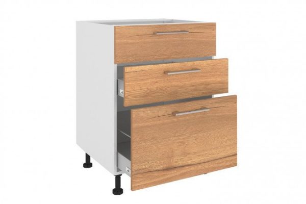 Set of fronts with 3 drawers for the Amika floor cabinet 60x72 cm, Halifax oak color