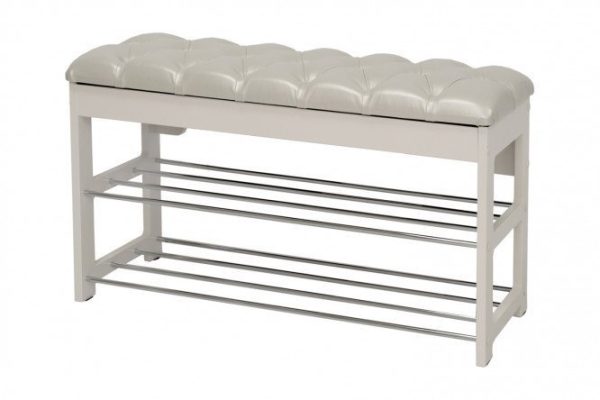 Bench Athena, upholstery color white, legs milky oak