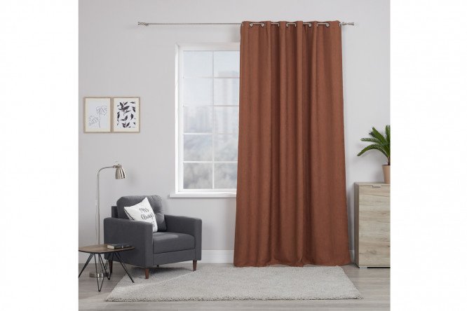 Curtain with eyelets ESTUDI BLANCO Liam 200x280 cm, 1 piece, color brown