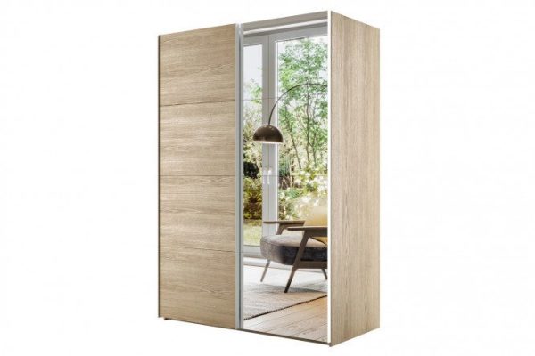 Sliding wardrobe 2-door Comet 200x220 cm Bardolino oak, Bardolino oak facades, mirror