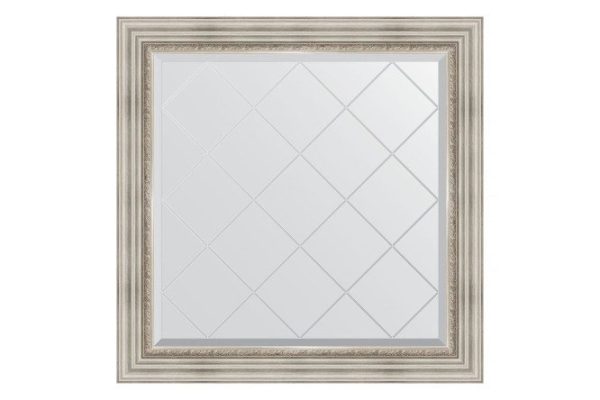 Wall mirror with engraving in a baguette frame EVOFORM Roman silver 106x106 cm