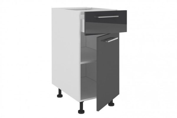 Set of fronts for a cabinet with 1 drawer Amika, color graphite black