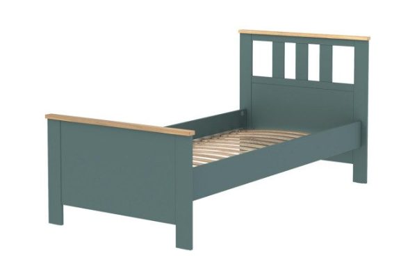 Bed Saga color dark turquoise, ash 160x200 cm