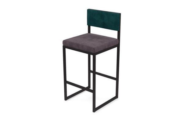 Bar stool Horeca Barnes 40x100x40 cm, upholstery color gray, dark green, legs black