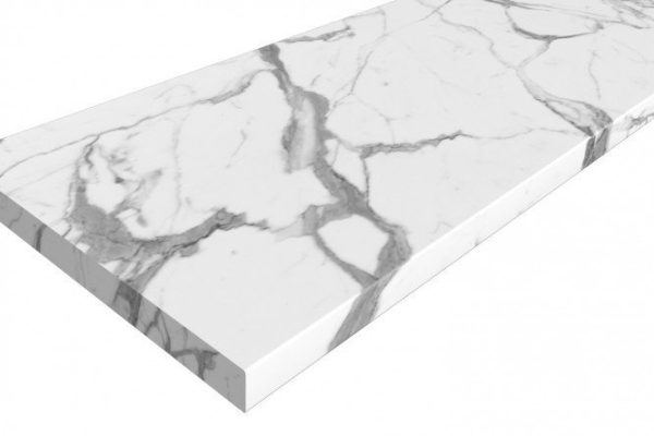 Tabletop White marble with edge in color 240x60x3.8 cm