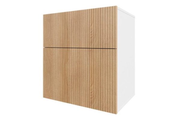 Nightstand Oscar Amelie 60x64 with 2 drawers, white / wave Canadian oak