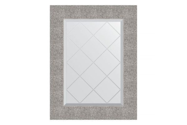 Wall mirror with engraving in a baguette frame EVOFORM Embossed silver 96x121 cm