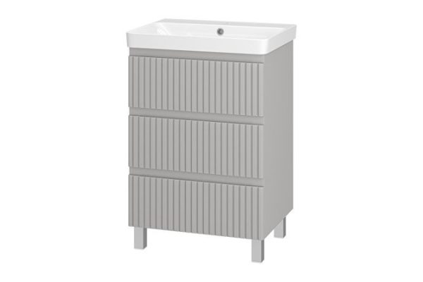 Floor cabinet Victory 60 VIC-07060-50-03Я with 3 drawers 60.5 cm, frame color gray silk, facade gray silk