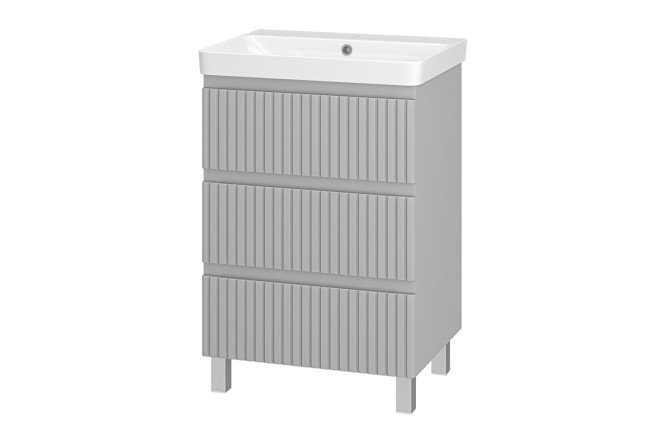 Floor cabinet Victory 60 VIC-07060-50-03Я with 3 drawers 60.5 cm, frame color gray silk, facade gray silk