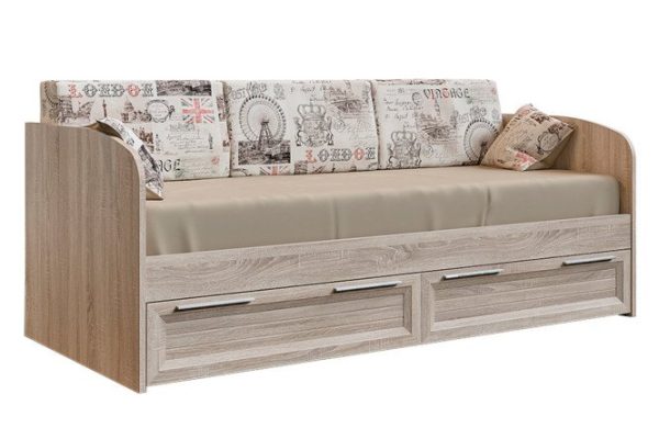 Bed with drawers Sherwood 90x200 cm color Sonoma oak