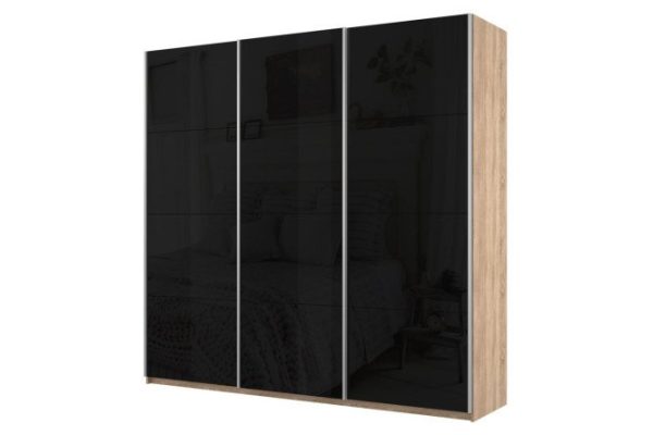 3-door wardrobe Cors 180x230 cm, Sonoma, black facade