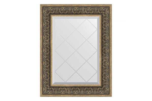 Wall mirror with engraving in a baguette frame EVOFORM Monogram silver 99x124 cm