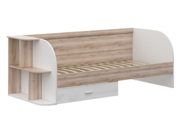 Single bed Lumen 90x200 cm color Sacramento oak, white snow