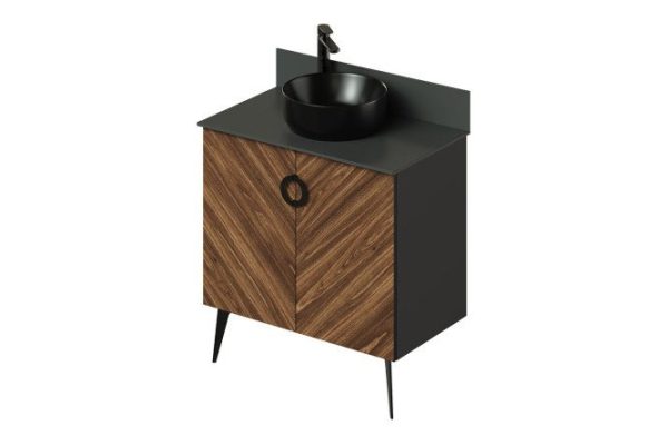 Floor stand Palladio 80.5 cm, frame color bourbon oak, facade color bourbon oak