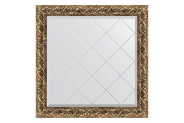 Wall mirror with engraving in a baguette frame EVOFORM Fresco 86x86 cm