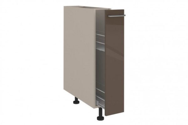 Front for a floor cabinet with a pull-out basket Amika 14.7x71.6 cm, glossy truffle brown color